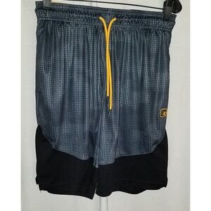 AND1 Mens Size M Gray/Yellow Athletic Shorts Elastic Waistband